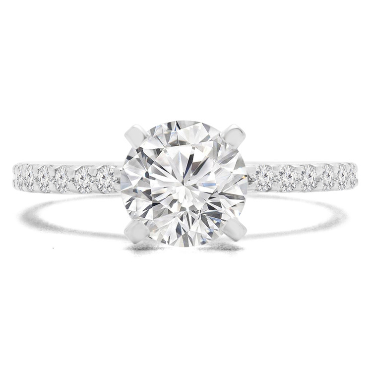 Round Diamond Solitaire with Accents Engagement Ring in White Gold (MVS0200-W)