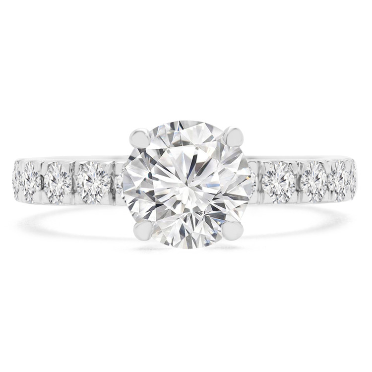 Round Diamond Solitaire with Accents Engagement Ring in White Gold (MVS0201-W)