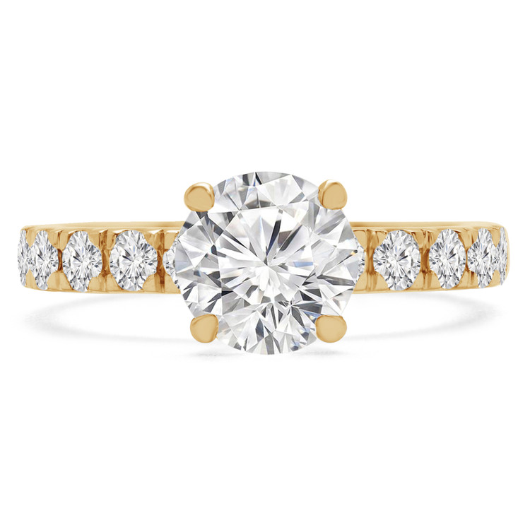 Round Diamond Solitaire with Accents Engagement Ring in Yellow Gold (MVS0201-Y)