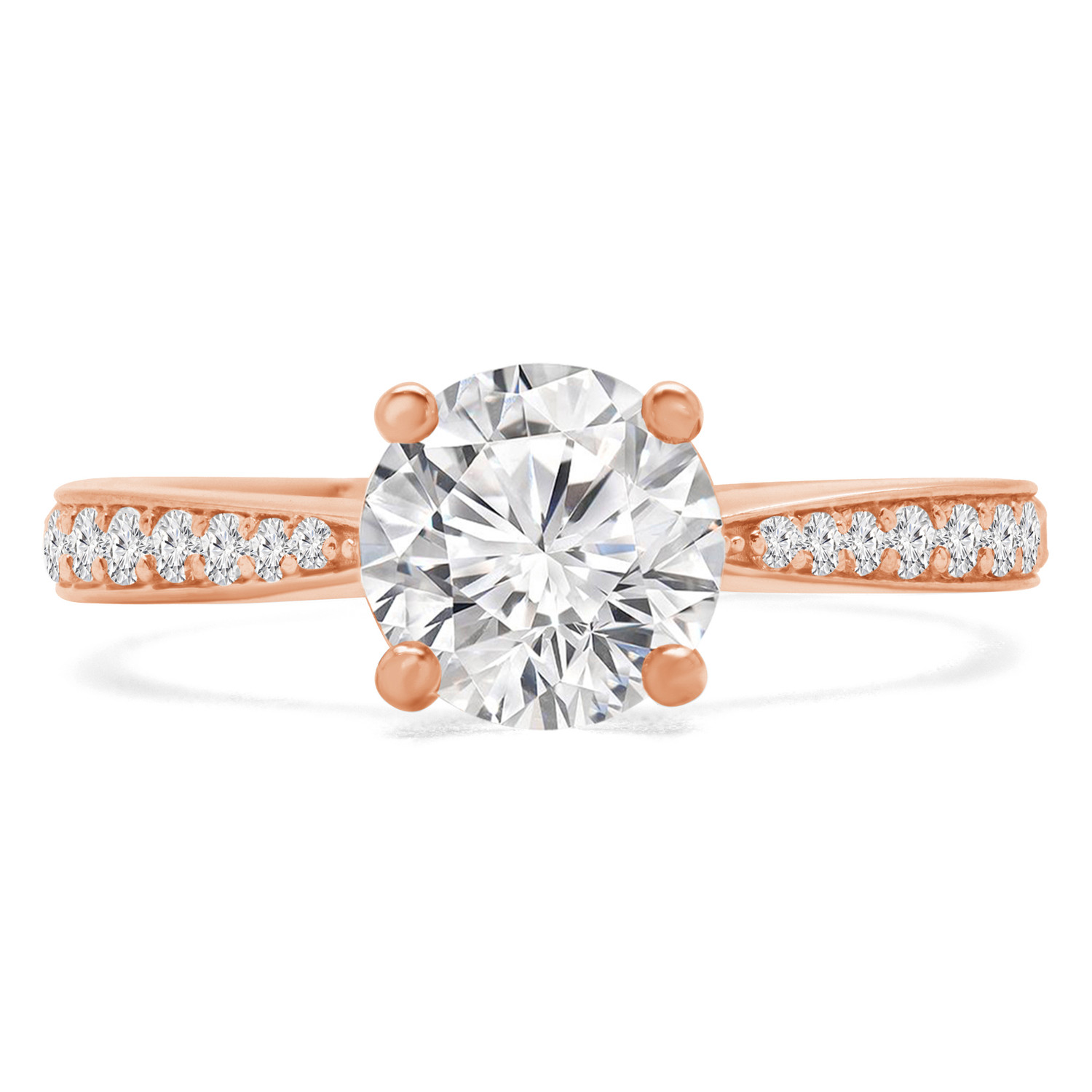 Round Diamond Solitaire with Accents Engagement Ring in Rose Gold (MVS0202-R)