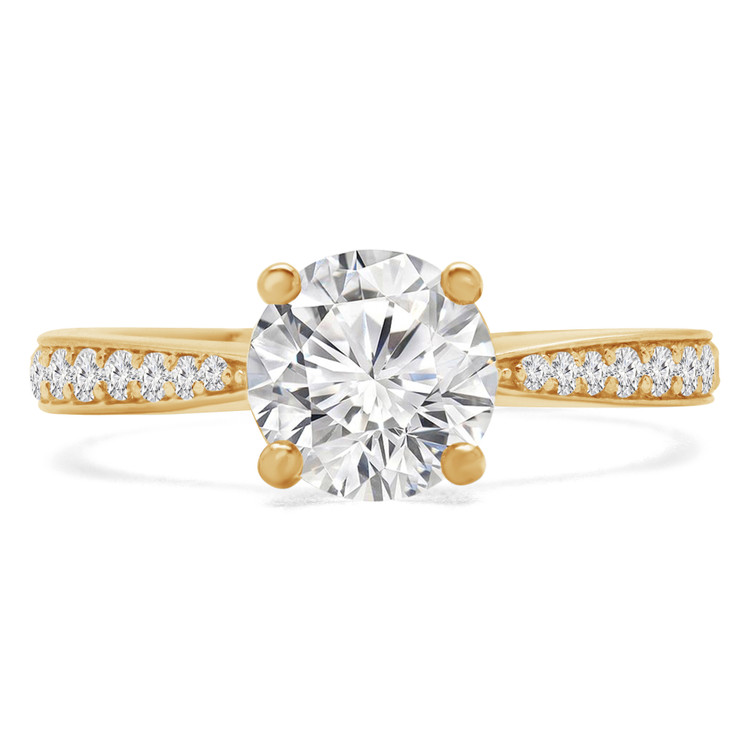 Round Diamond Solitaire with Accents Engagement Ring in Yellow Gold (MVS0202-Y)