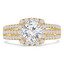 Round Diamond Three-Row Cushion Halo Engagement Ring in Yellow Gold (MVS0203-Y)