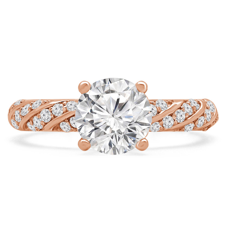 Round Diamond Solitaire with Accents Engagement Ring in Rose Gold (MVS0206-R)