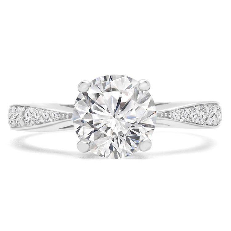 Round Diamond Solitaire with Accents Engagement Ring in White Gold (MVS0207-W)