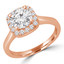 Round Diamond Cushion Halo Engagement Ring in Rose Gold (MVS0211-R)