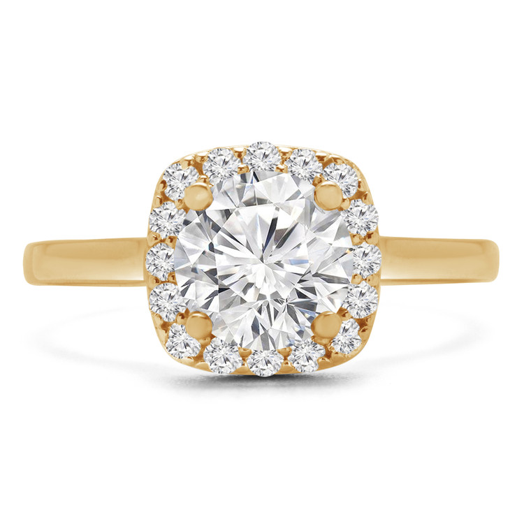 Round Diamond Cushion Halo Engagement Ring in Yellow Gold (MVS0211-Y)