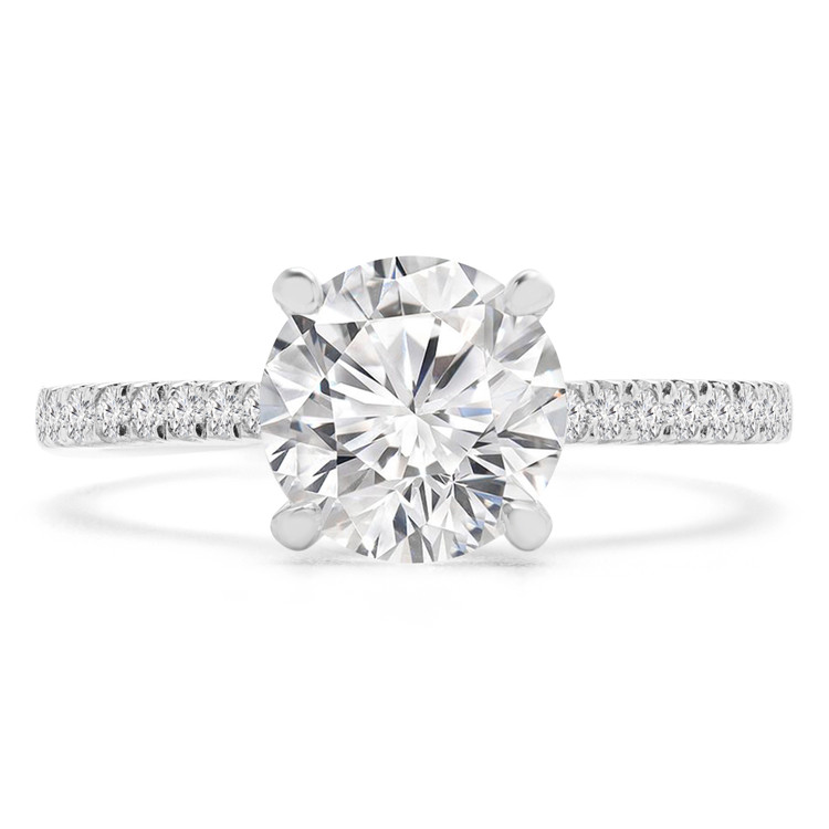 Round Diamond Solitaire with Accents Engagement Ring in White Gold (MVS0213-W)
