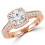 Round Diamond Cushion Halo Engagement Ring in Rose Gold (MVS0216-R)