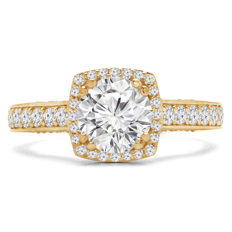 Round Diamond Cushion Halo Engagement Ring in Yellow Gold (MVS0216-Y)
