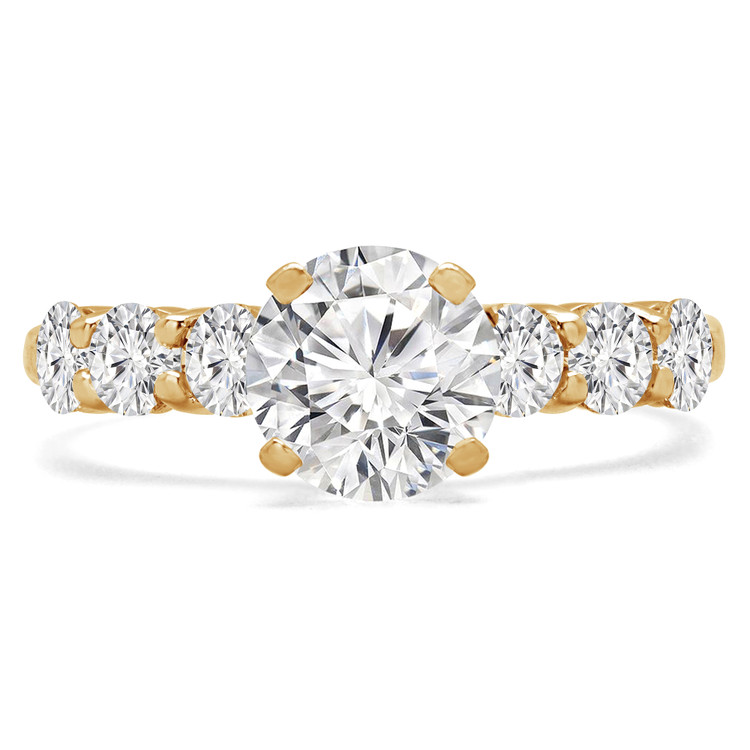 Round Diamond Solitaire with Accents Engagement Ring in Yellow Gold (MVS0218-Y)