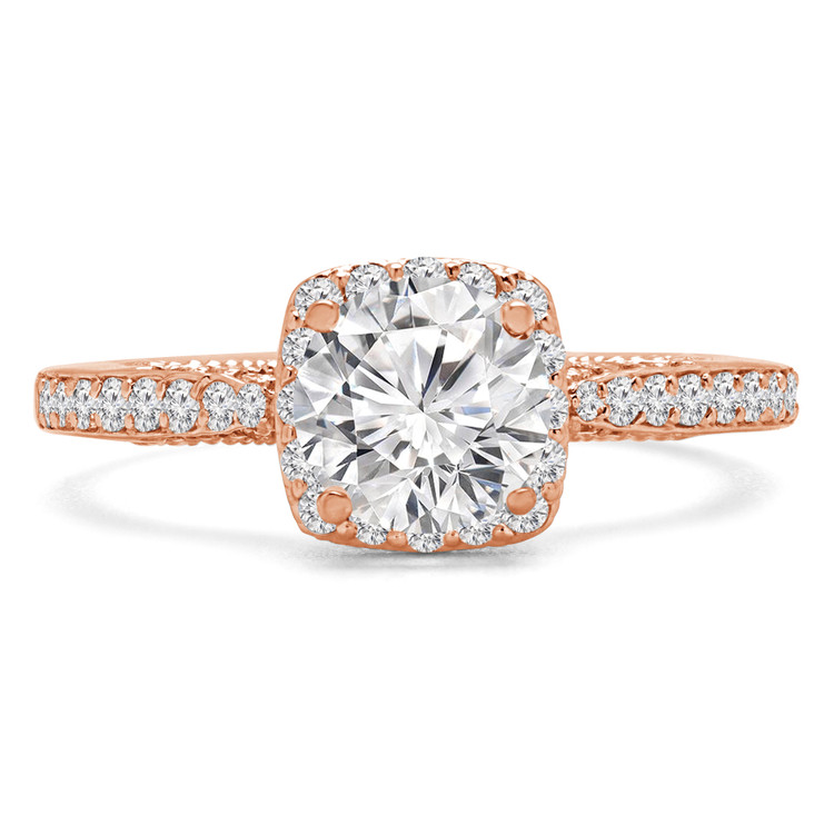 Round Diamond Vintage Halo Engagement Ring in Rose Gold (MVS0219-R)
