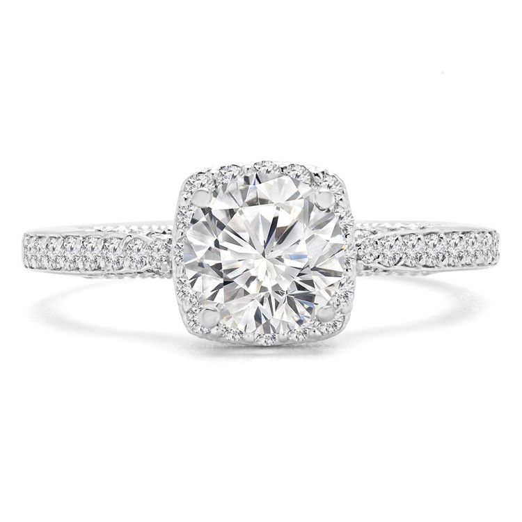 Round Diamond Vintage Halo Engagement Ring in White Gold (MVS0219-W)