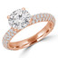 Round Diamond Three-Row Solitaire with Accents Engagement Ring in Rose Gold (MVS0222-R)