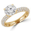 Round Diamond Three-Row Solitaire with Accents Engagement Ring in Yellow Gold (MVS0222-Y)