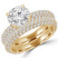 Round Diamond Three-Row Solitaire with Accents Engagement Ring and Wedding Band Set Ring in Yellow Gold (MVS0223-Y)