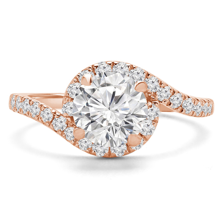 Round Diamond Bypass Halo Engagement Ring in Rose Gold (MVS0224-R)