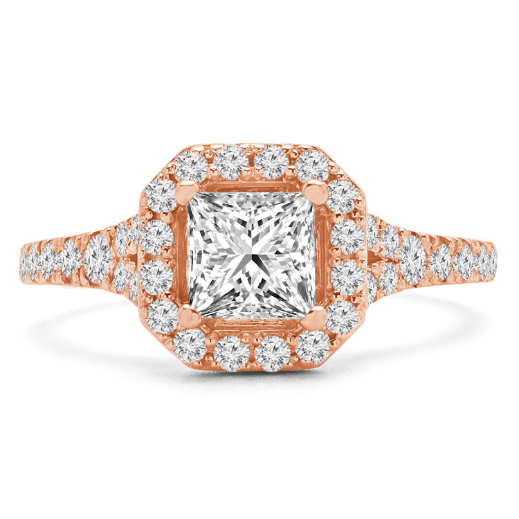 Princess Diamond Cushion Halo Engagement Ring in Rose Gold (MVS0225-R)