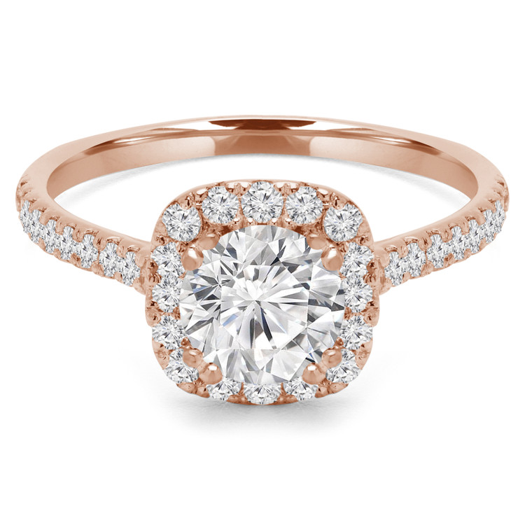 Round Diamond Cushion Halo Engagement Ring in Rose Gold (MVS0228-R)