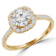 Round Diamond Cushion Halo Engagement Ring in Yellow Gold (MVS0228-Y)