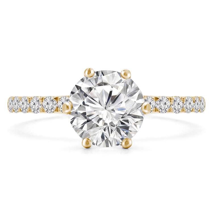Round Diamond Solitaire with Accents Engagement Ring in Yellow Gold (MVS0233-Y)