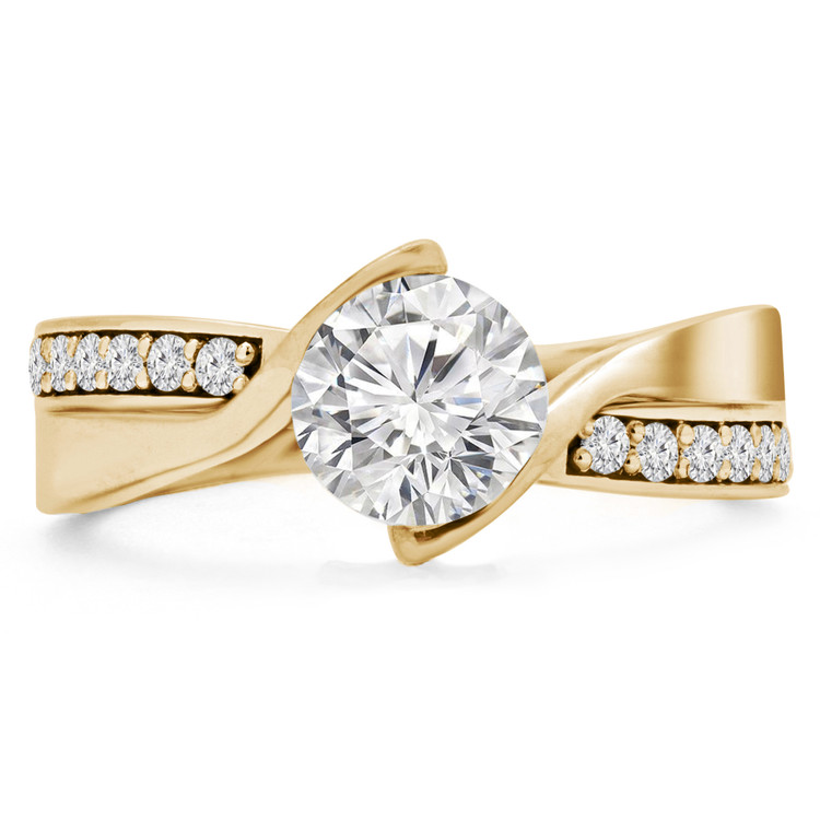 Round Diamond Solitaire with Accents Engagement Ring in Yellow Gold (MVS0235-Y)
