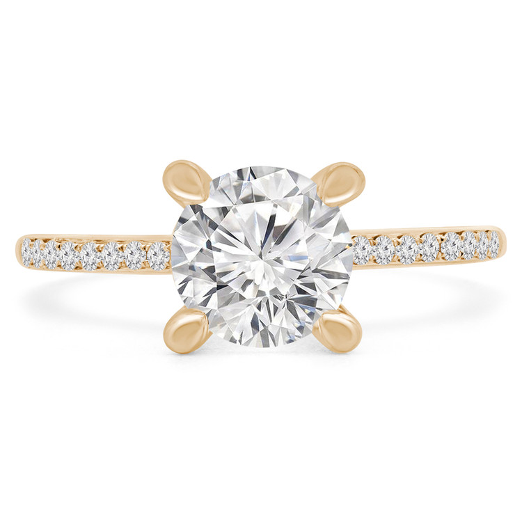 Round Diamond Solitaire with Accents Engagement Ring in Yellow Gold (MVS0239-Y)