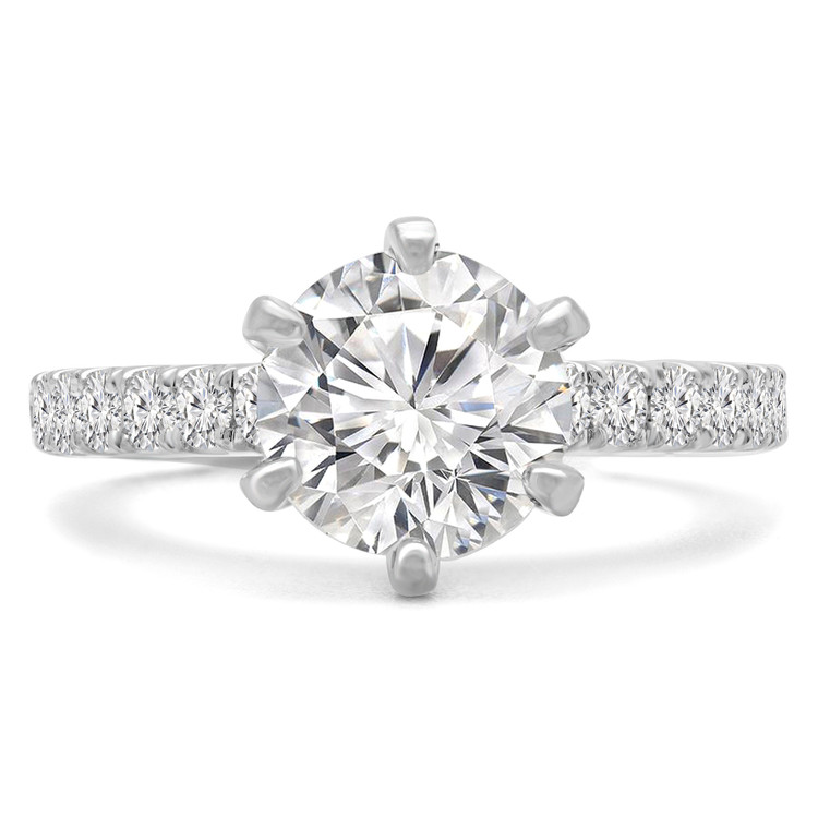 Round Diamond Solitaire with Accents Engagement Ring in White Gold (MVS0240-W)