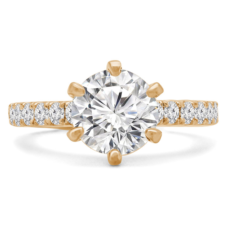 Round Diamond Solitaire with Accents Engagement Ring in Yellow Gold (MVS0240-Y)
