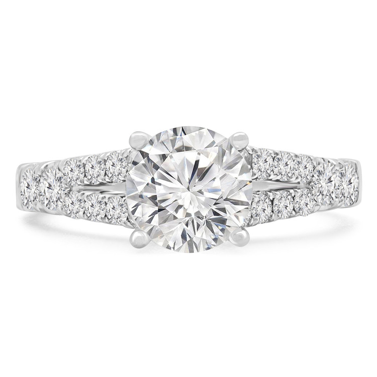 Round Diamond Split-Shank Solitaire with Accents Engagement Ring in White Gold (MVS0242-W)