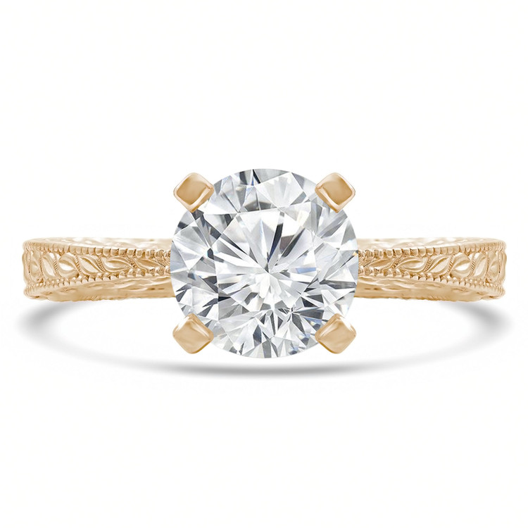 Round Diamond Vintage Solitaire Engagement Ring in Yellow Gold (MVS0253-Y)