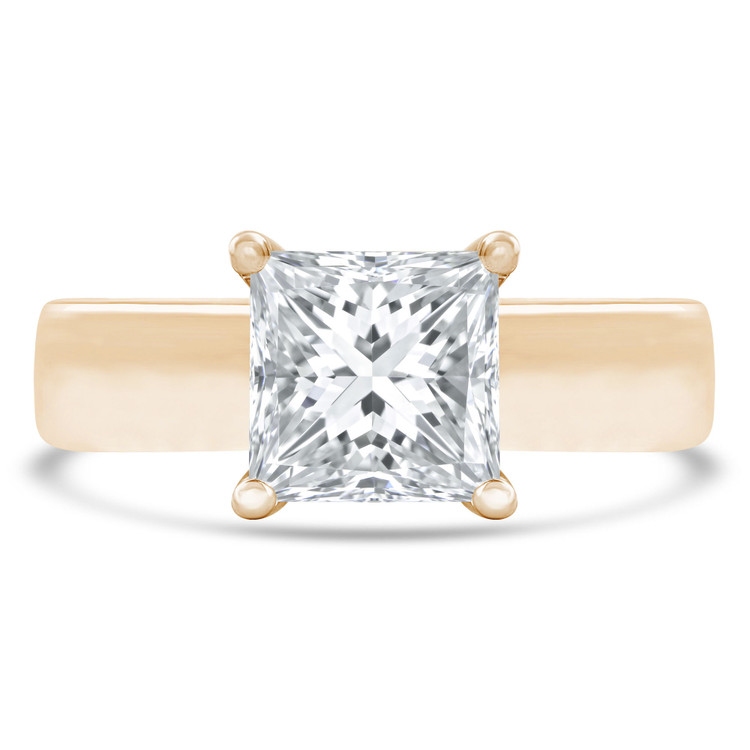 Princess Diamond Solitaire with Accents Engagement Ring in Yellow Gold (MVS0254-Y)