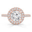 Round Diamond High Set Rollover Halo Engagement Ring in Rose Gold with Accents (MVS0257-R)