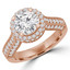 Round Diamond Vintage Rollover Halo Engagement Ring in Rose Gold with Accents (MVS0259-R)