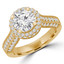 Round Diamond Vintage Rollover Halo Engagement Ring in Yellow Gold with Accents (MVS0259-Y)