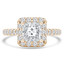 Princess Diamond Cathedral Cushion Halo Engagement Ring in Yellow Gold with Accents (MVS0262-Y)