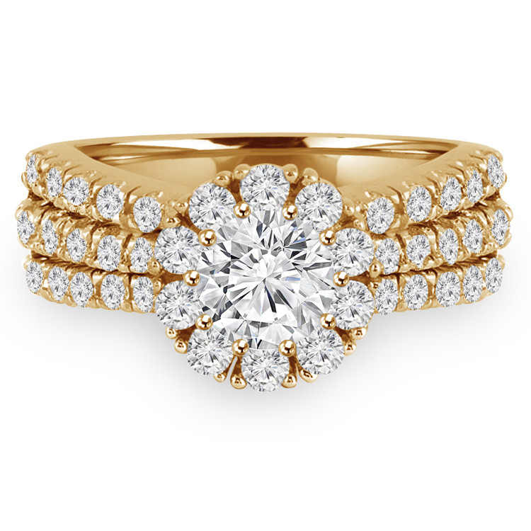 Round Diamond Three-row Split-Shank Halo Engagement Ring in Yellow Gold (MVS0265-Y)