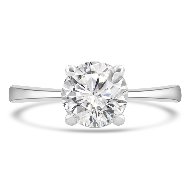 Round Diamond Tappered Solitaire Engagement Ring in White Gold (MVS0268-W)