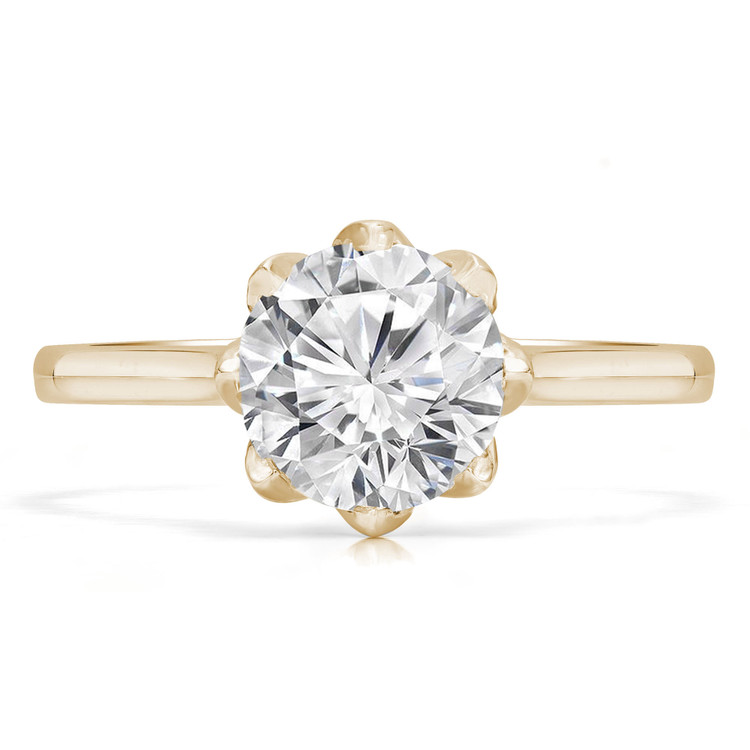 Round Diamond Floral Solitaire Engagement Ring in Yellow Gold (MVS0281-Y)