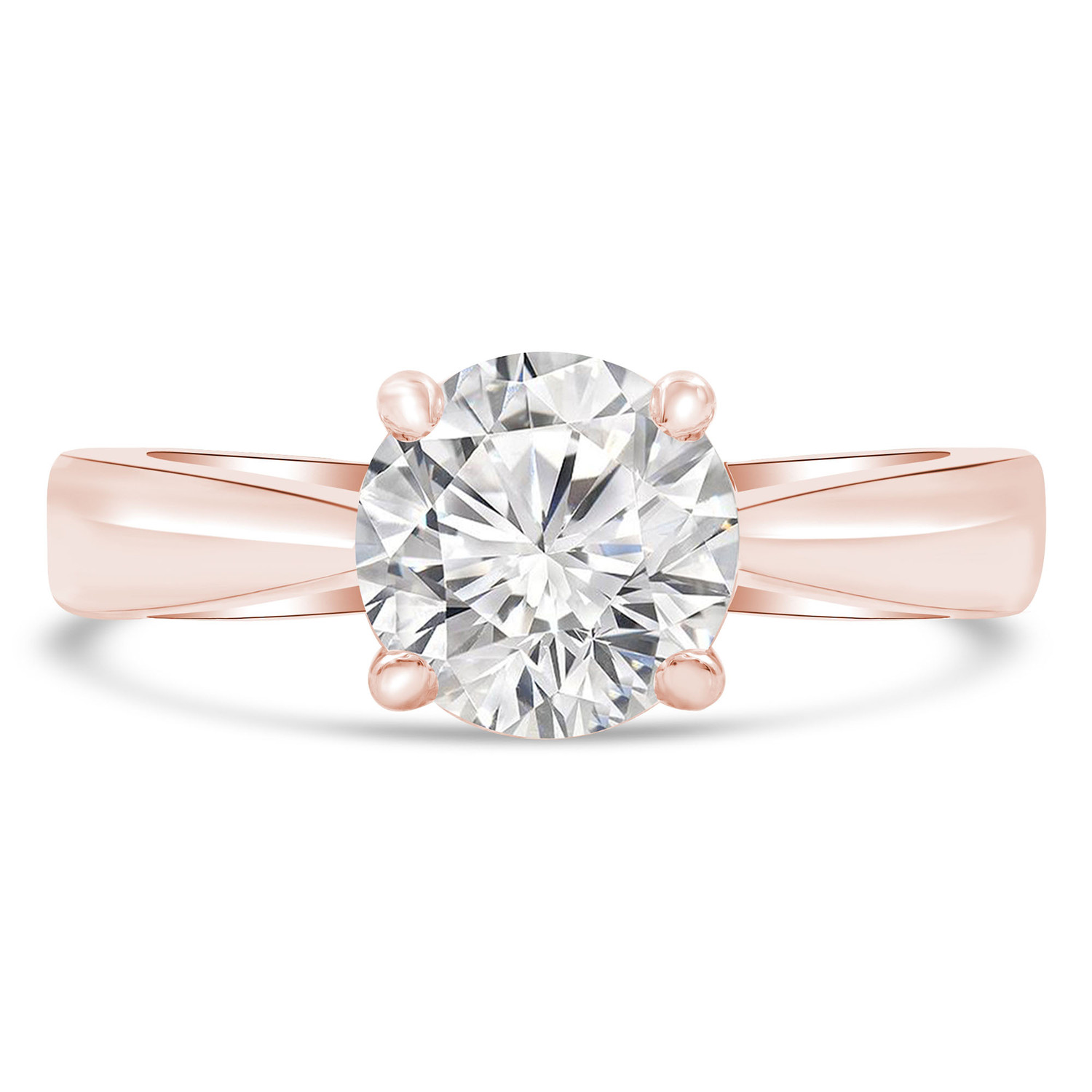 Round Diamond Tappered Solitaire Engagement Ring in Rose Gold (MVS0283-R)