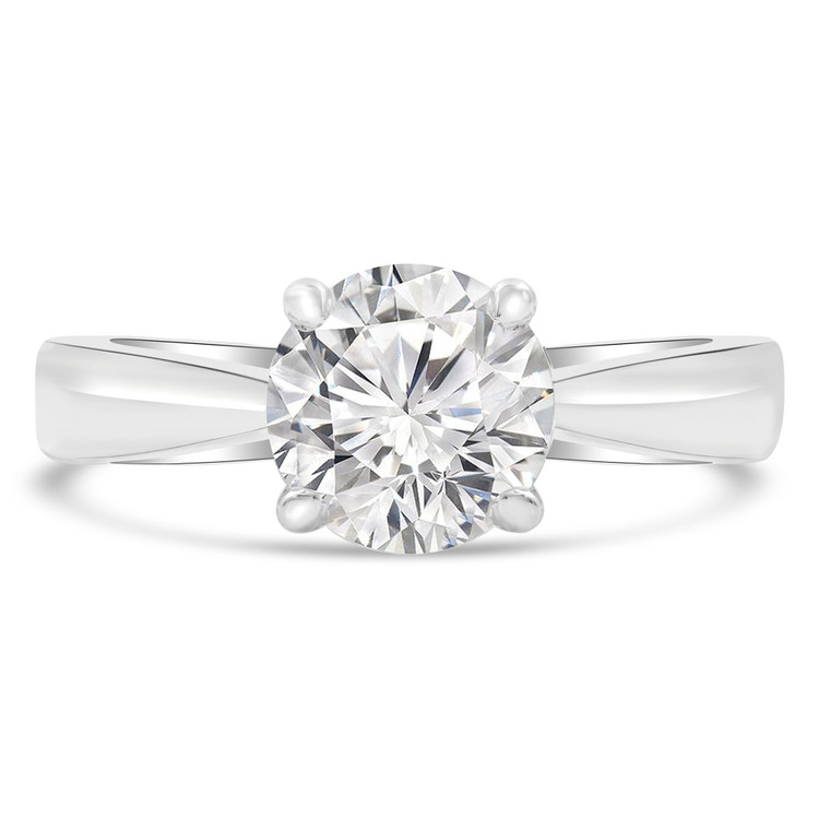 Round Diamond Tappered Solitaire Engagement Ring in White Gold (MVS0283-W)