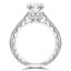 Round Diamond Vintage 6-Prong Solitaire with Accents Engagement Ring in White Gold (MVS0287-W)