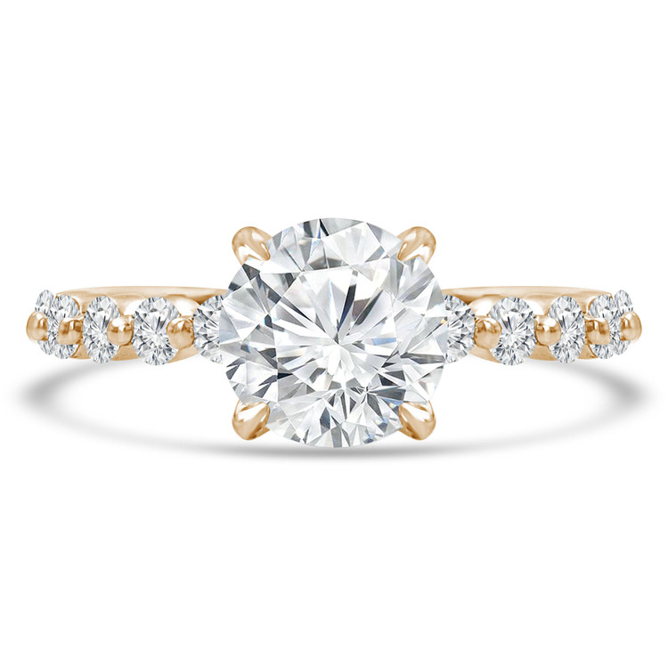 Round Diamond Shared Prong Solitaire with Accents Engagement Ring in Yellow Gold (MVS0289-Y)