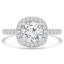 Round Diamond Cushion Rollover Halo Engagement Ring in White Gold with Accents (MVS0291-W)