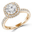 Round Diamond Cushion Rollover Halo Engagement Ring in Yellow Gold with Accents (MVS0291-Y)