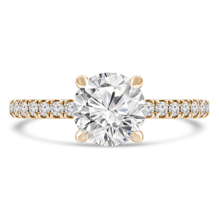 Round Diamond Solitaire with Accents Engagement Ring in Yellow Gold (MVS0294-Y)