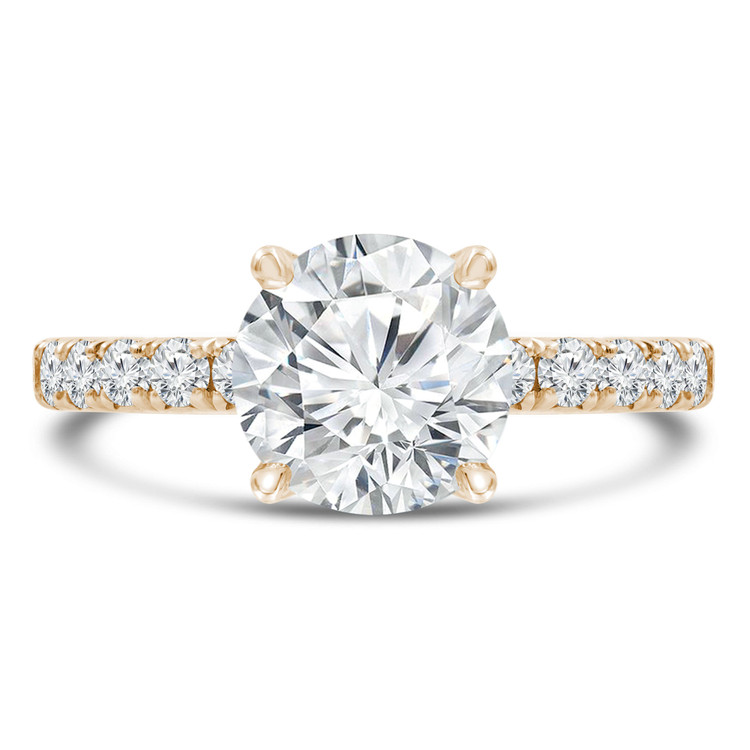 Round Diamond Solitaire with Accents Engagement Ring in Yellow Gold (MVS0298-Y)