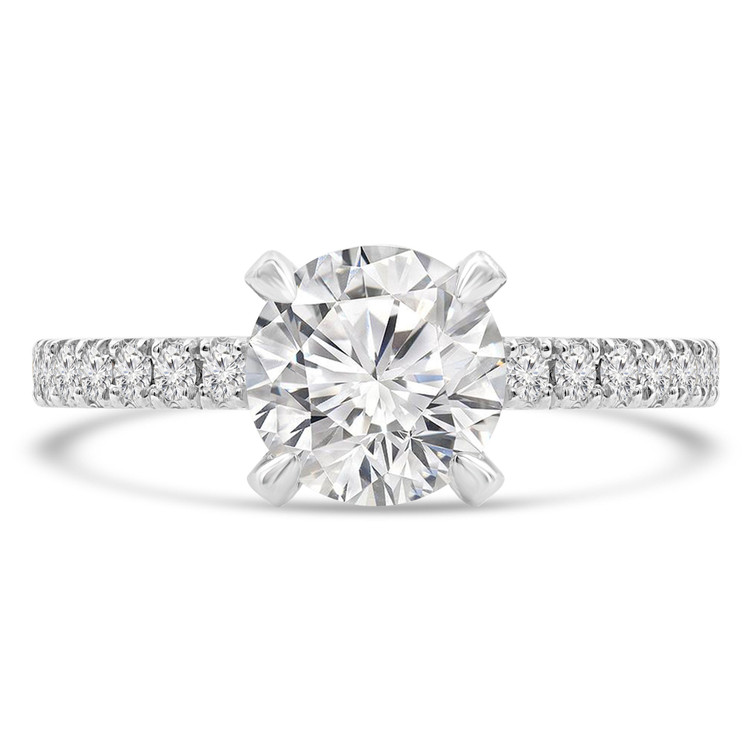 Round Diamond Solitaire with Accents Engagement Ring in White Gold (MVS0301-W)