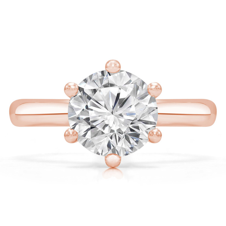 Round Diamond Hidden Halo Solitaire with Accents Engagement Ring in Rose Gold (MVS0304-R)