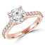 Round Diamond Cathedral Solitaire with Accents Engagement Ring in Rose Gold (MVS0305-R)