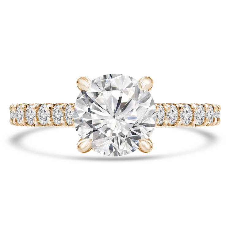 Round Diamond Cathedral Solitaire with Accents Engagement Ring in Yellow Gold (MVS0305-Y)